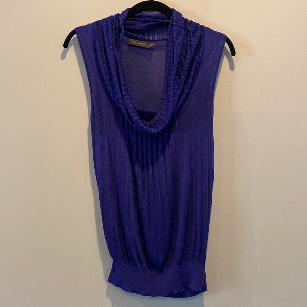 The Limited Royal Blue knit sleeveless top with cowl neck.
